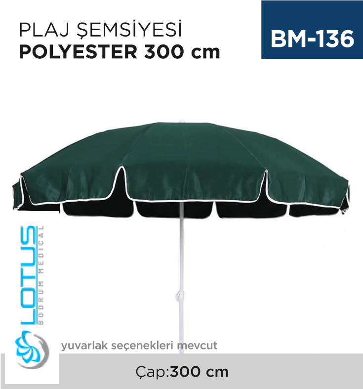 Plaj Şemsiyesi Polyester Çap-300 Cm x